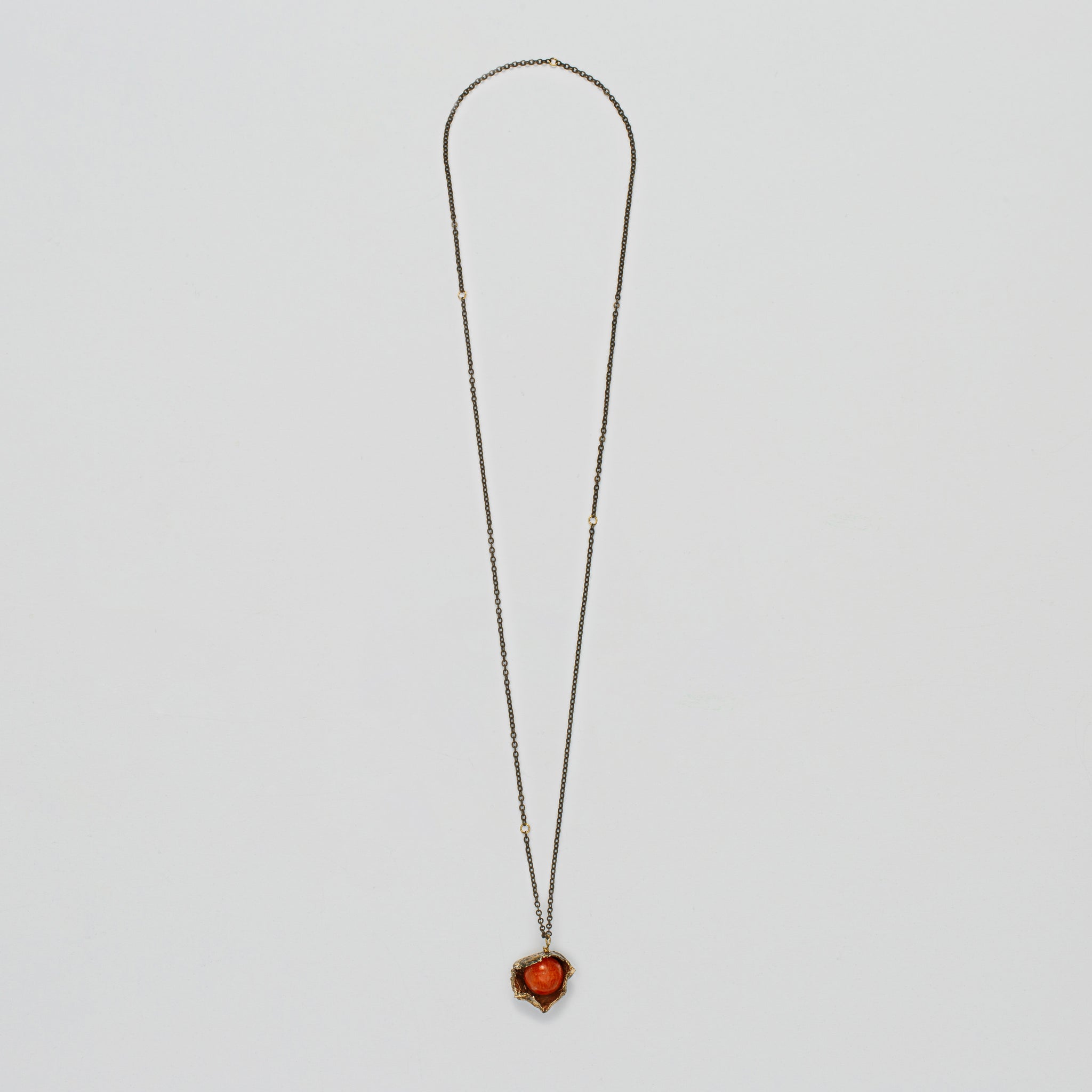 Capsule Necklace in Bronze and Orange Jade