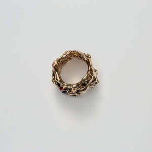 Chunky Wabi Sabi Ring in Bronze with Gems