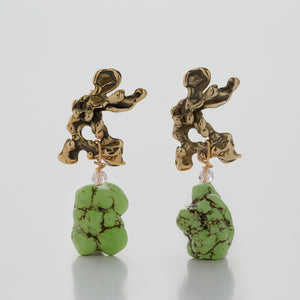 Earrings in Green Howlite and Bronze