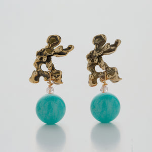 Earrings in Turquoise Jade and Bronze