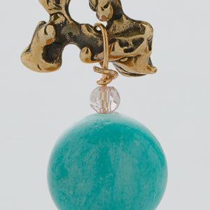Earrings in Turquoise Jade and Bronze