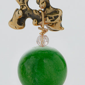 Earrings in Green Jade and Bronze