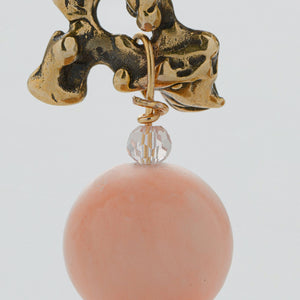 Earrings in Pale Pink Jade and Bronze