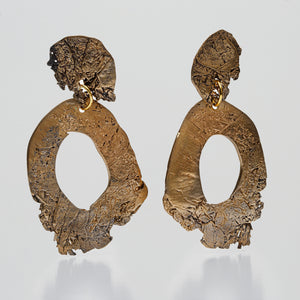 Pressed Plate Earrings in Bronze