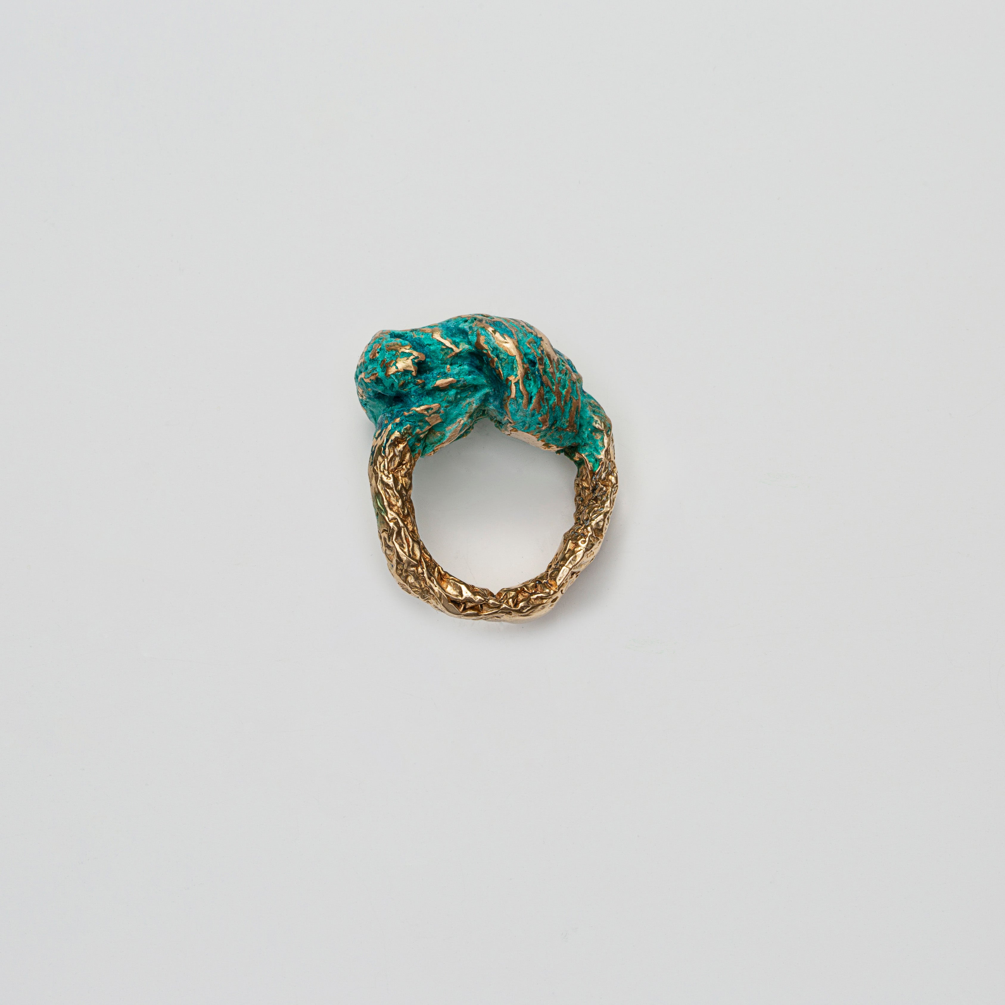 Pressed Knot Ring in Turqoise Oxidised Bronze Krista Kretzschmar