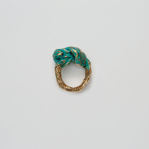 Pressed Knot Ring in Turqoise Oxidised Bronze
